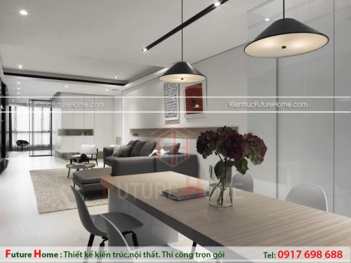 Phòng khách thông với phòng ăn